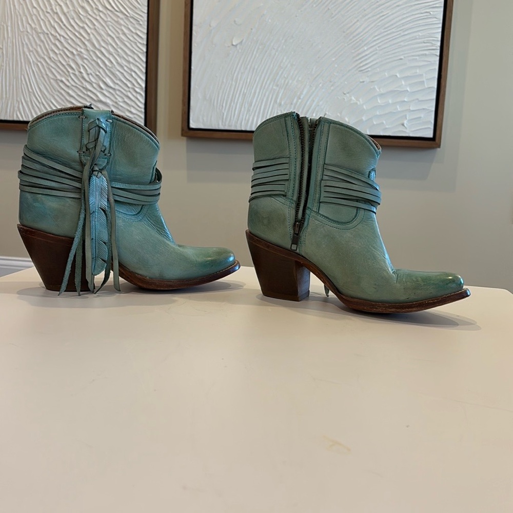 Lucchese Teal Leather Ankle Boots - Picture 7 of 7